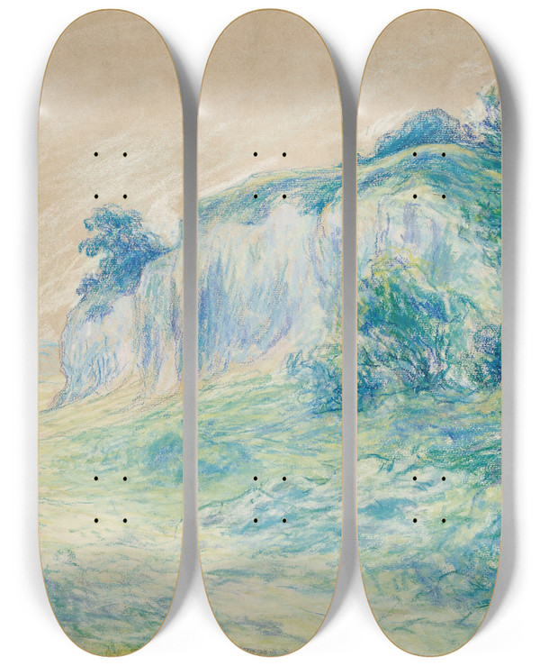 Triptych art skateboard deck of Claude Emile Schuffenecker Falaises Pantin by Claude Emile Schuffenecker (1851-1934)