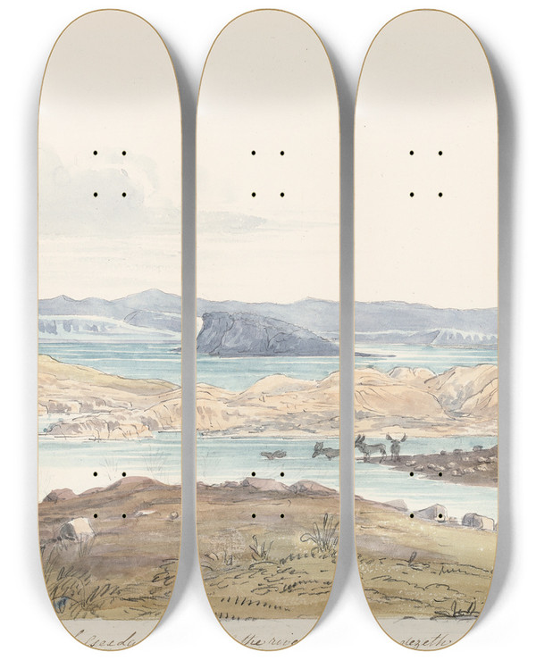 Triptych art skateboard deck of Charles Hamilton Smith Sussex Lake by Charles Hamilton Smith (1776-1859)