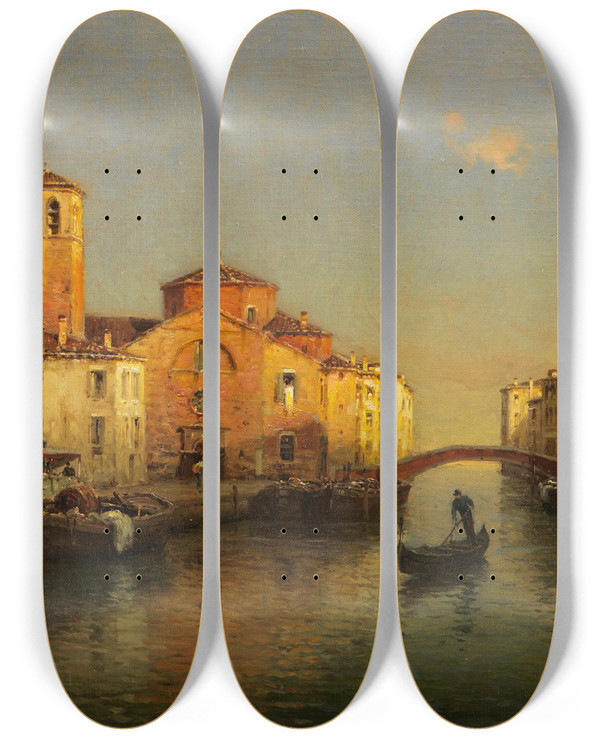 Triptych art skateboard deck of Antoine Bouvard Venezianischer Kanal by Antoine Bouvard