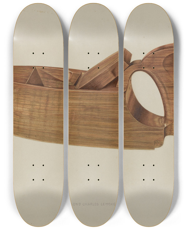 Triptych art skateboard deck of Lloyd Charles Lemcke Plane by Lloyd Charles Lemcke