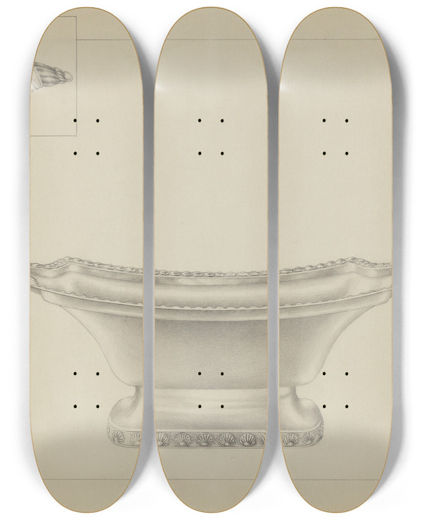 Triptych art skateboard deck of Hester Duany Silver Bowl_1 by Hester Duany (1891-1964)