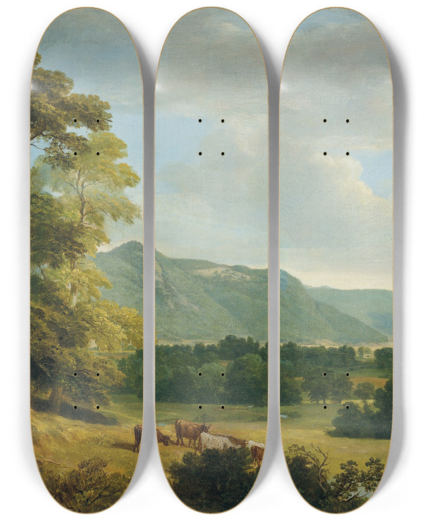 Triptych art skateboard deck of Asher Brown Durand Landscape Study Dover Plains New York by Asher Brown Durand (1796-1886)