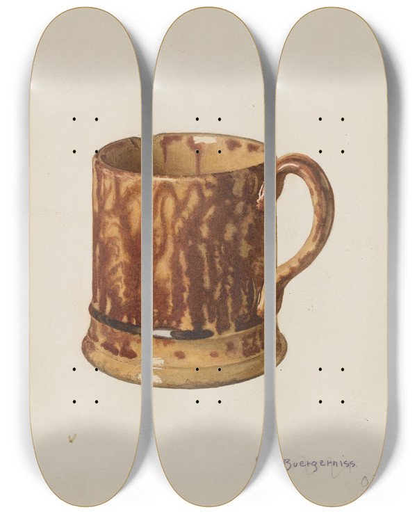 Triptych art skateboard deck of Carl Buergerniss Mug For Table Use by Carl Buergerniss (20-)