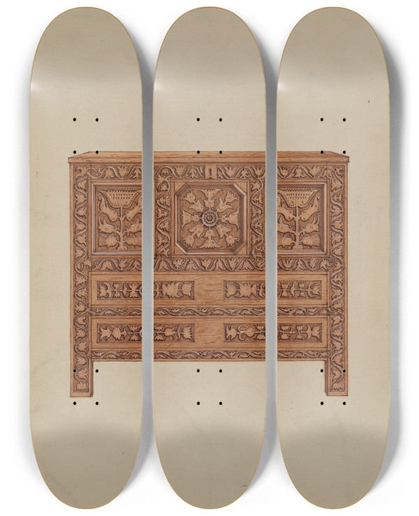 Triptych art skateboard deck of Martin Partyka A Connecticuttype Hadley Chest_1 by Martin Partyka