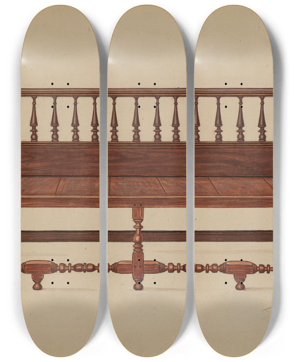 Triptych art skateboard deck of Frank Wenger Settee by Frank Wenger (20-)