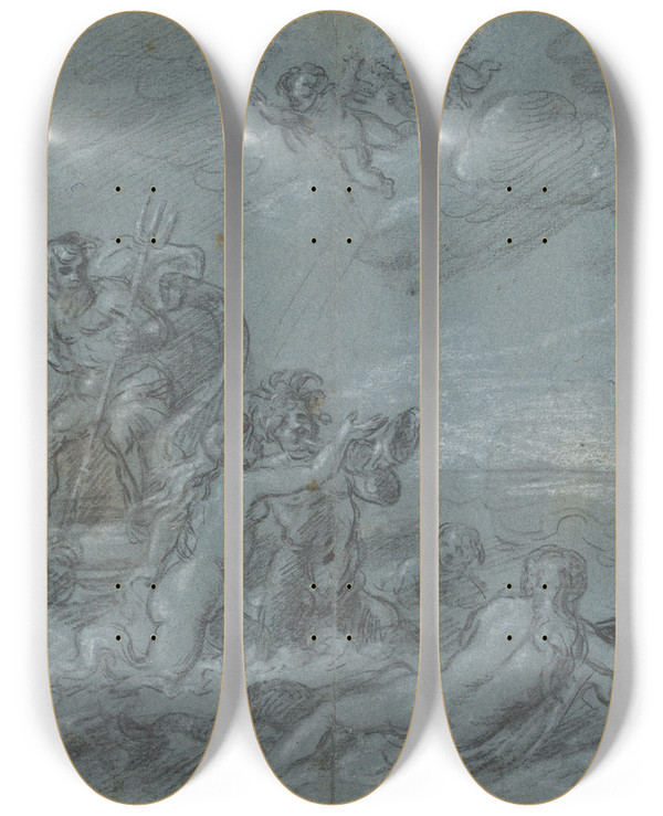 Triptych art skateboard deck of French School The Triumph Of Neptune by French School (16-19-)