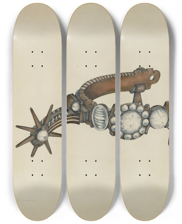Triptych art skateboard deck of William Mcauley Spur by William Mcauley