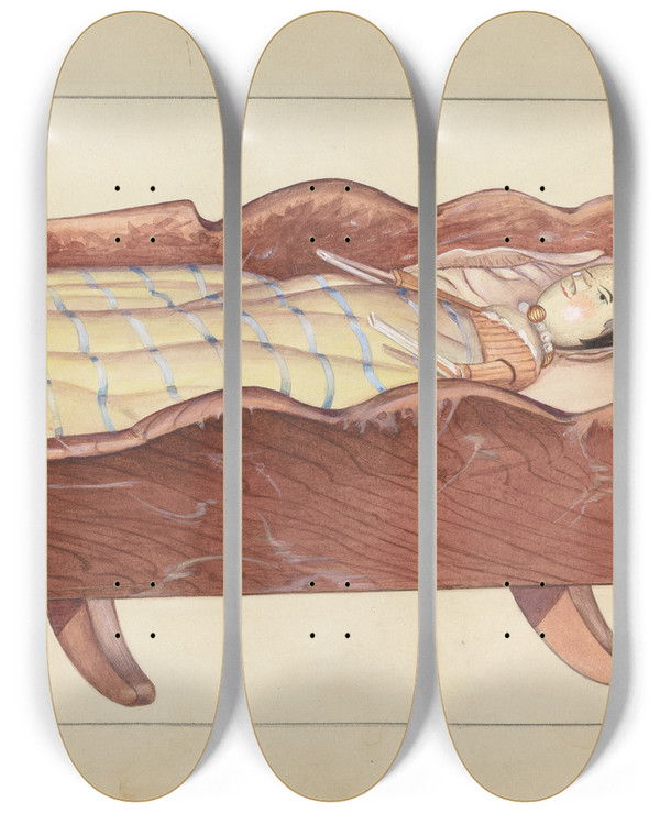 Triptych art skateboard deck of Anna Aloisi Cradle by Anna Aloisi