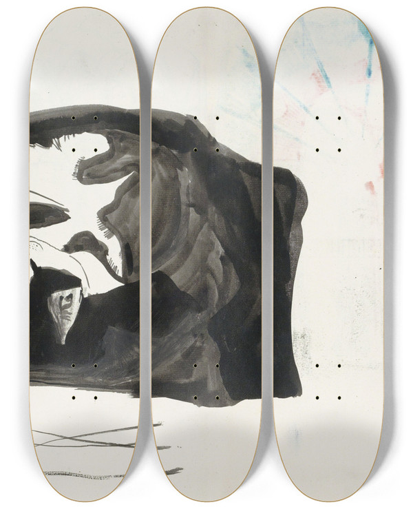 Triptych art skateboard deck of Carel Adolph Lion Cachet Twee Katten by Carel Adolph Lion Cachet (1864-1945)