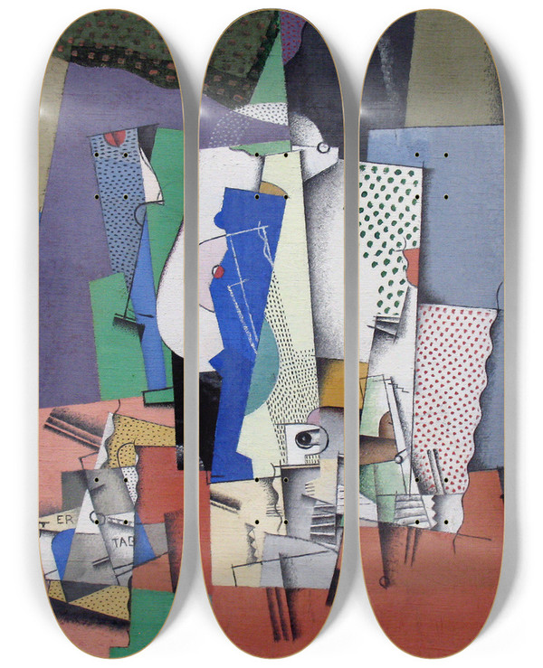 Triptych art skateboard deck of Georges Valmier Geometrical Still Life Ii by Georges Valmier (1885-1937)