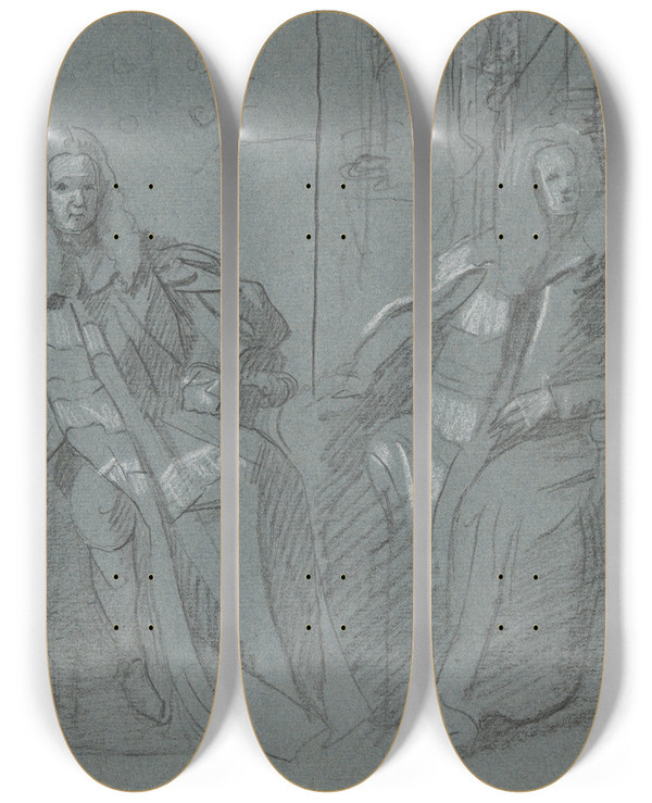 Triptych art skateboard deck of John Singleton Copley Earl Ofmansfield by John Singleton Copley (1738-1815)