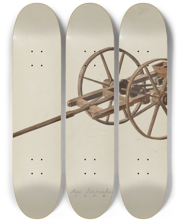 Triptych art skateboard deck of Max Fernekes Model Potato Planter by Max Fernekes