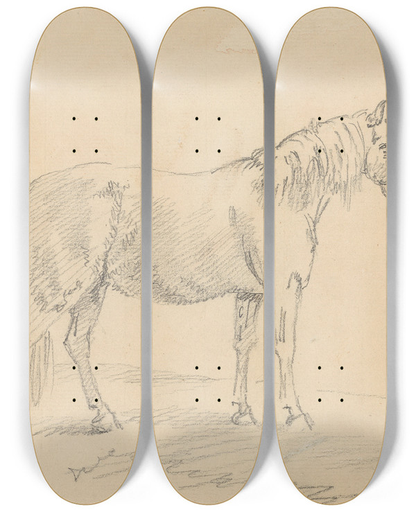 Triptych art skateboard deck of Sawrey Gilpin Standing Horse by Sawrey Gilpin (1733-1807)