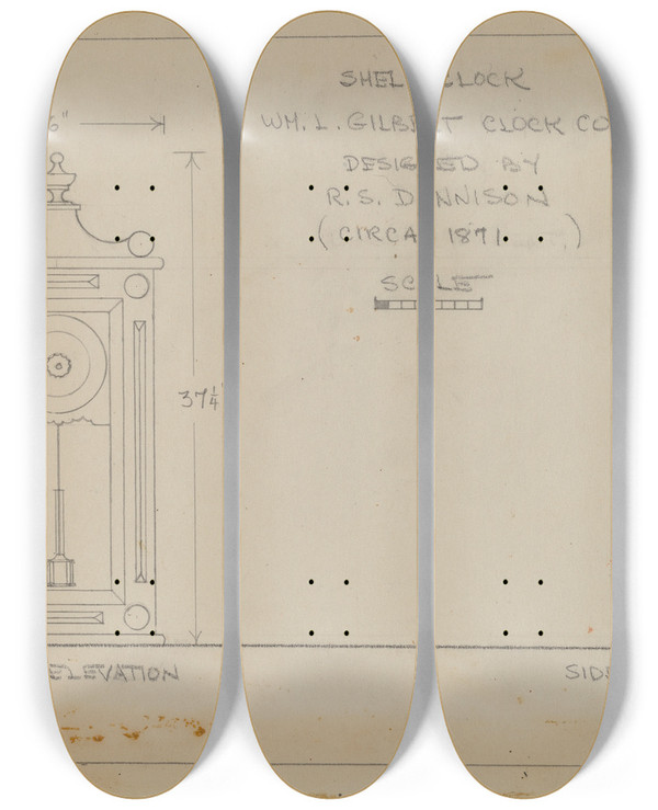 Triptych art skateboard deck of Lawrence Phillips Clock_13 by Lawrence Phillips