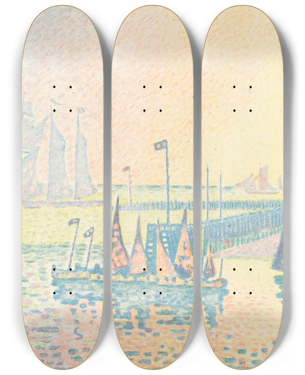 Triptych art skateboard deck of Paul Signac Evening Le Soir by Paul Signac (1863-1935)