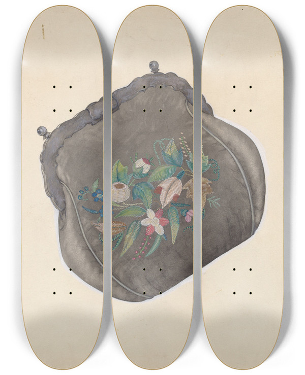 Triptych art skateboard deck of Percival Jenner Purse by Percival Jenner