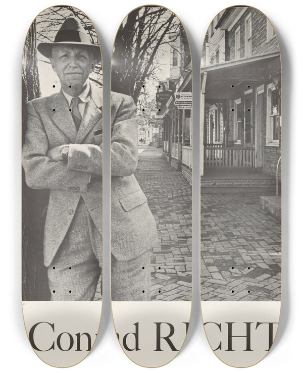 Triptych art skateboard deck of Carl Mydans Conrad Richter Great Authors From The Time Reading Program by Carl Mydans (1907-2004)