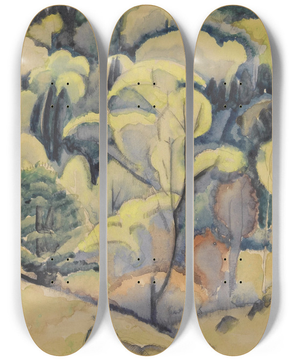Triptych art skateboard deck of William Zorach New Hampshire by William Zorach (1887-1966)