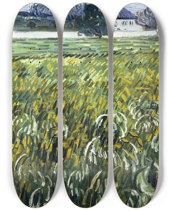 Triptych art skateboard deck of Vincent Van Gogh House At Auvers by Vincent van Gogh (1853-1890)