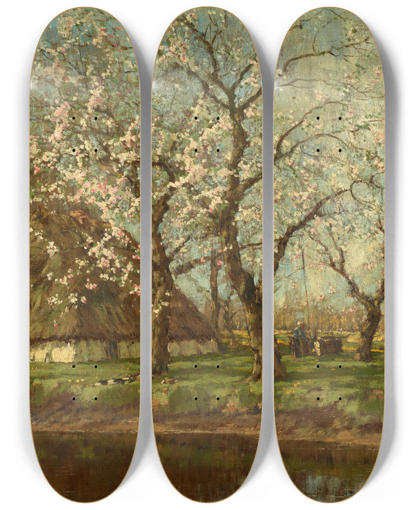 Triptych art skateboard deck of Arnold Marc Gorter A Spring Landscape by Arnold Marc Gorter (1866-1933)