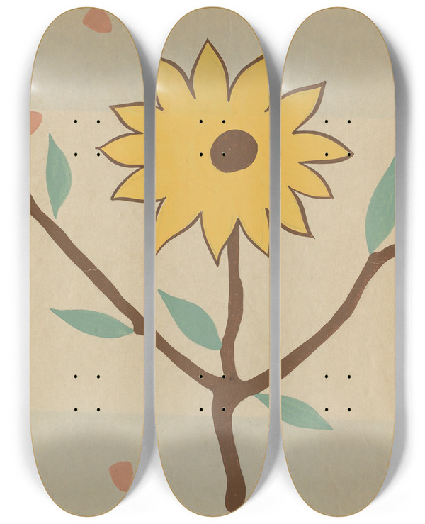 Triptych art skateboard deck of Majel G Claflin Colcha_9 by Majel G Claflin (1893-1941)