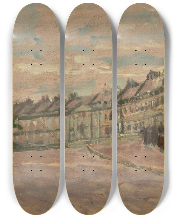 Triptych art skateboard deck of Walter Richard Sickert Lansdown Crescent Bath by Walter Richard Sickert (1860-1942)