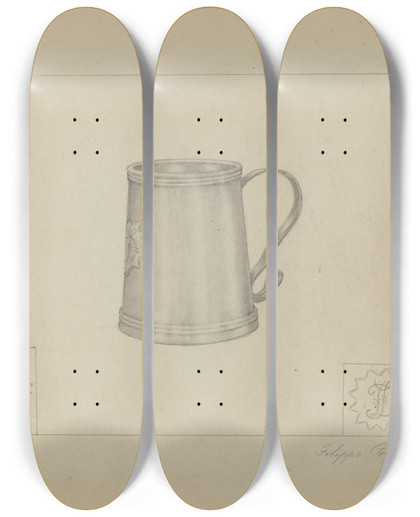 Triptych art skateboard deck of Filippo Porreca Silver Mug_2 by Filippo Porreca
