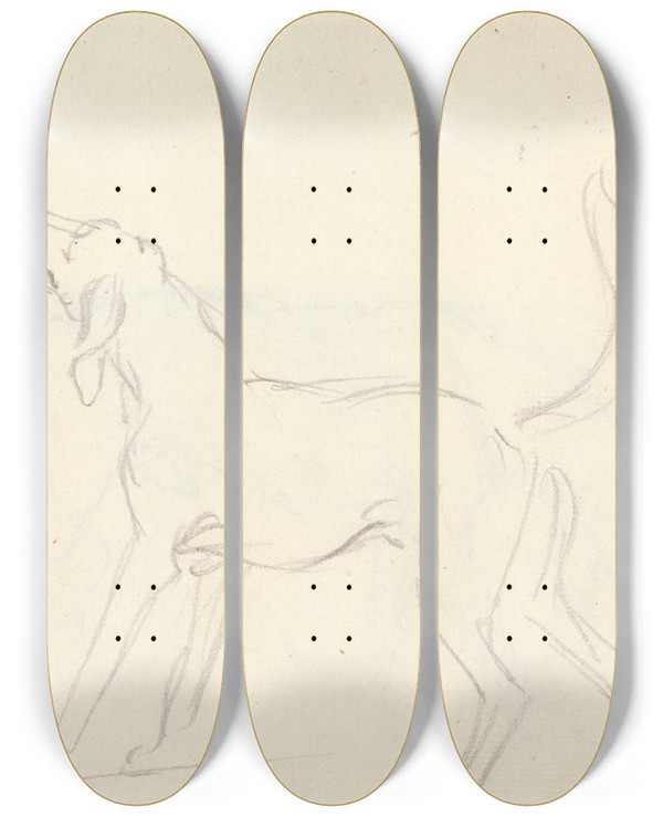 Triptych art skateboard deck of James Seymour A Hound With Head Up by James Seymour (1697-1752)