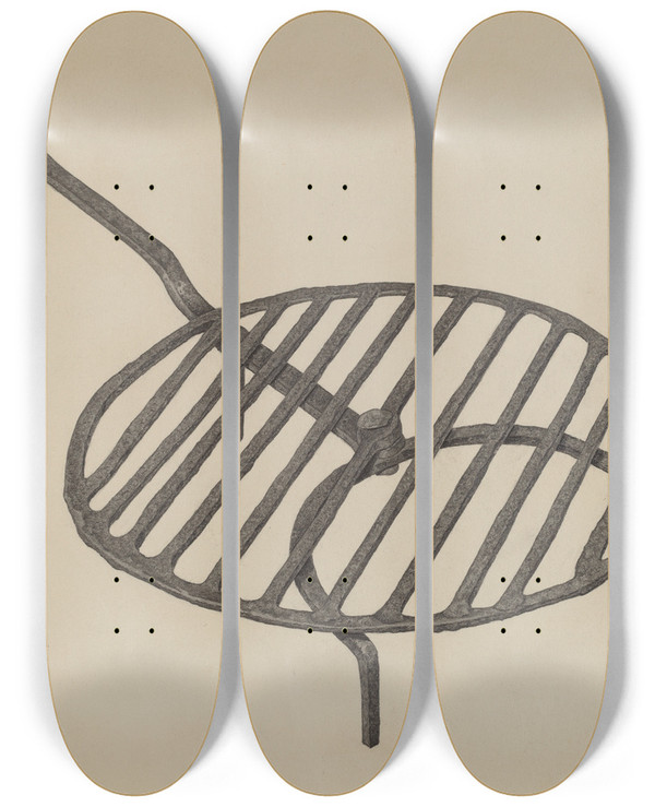 Triptych art skateboard deck of Salvatore Borrazzo Gridiron_2 by Salvatore Borrazzo