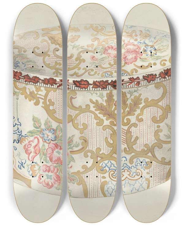 Triptych art skateboard deck of Eleanor Ruelos Bandbox by Eleanor Ruelos