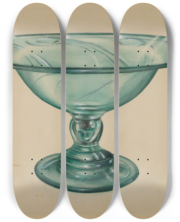 Triptych art skateboard deck of S Brodsky Compote by S Brodsky