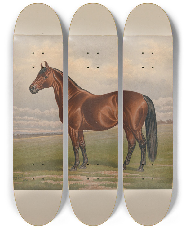 Triptych art skateboard deck of Henry Stull Harold by Henry Stull (1851-1913)