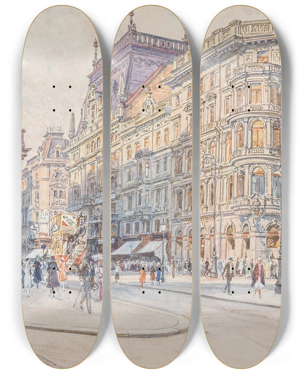 Triptych art skateboard deck of Carl Mller Krntnerstrae by Carl Muller (1818-1893)