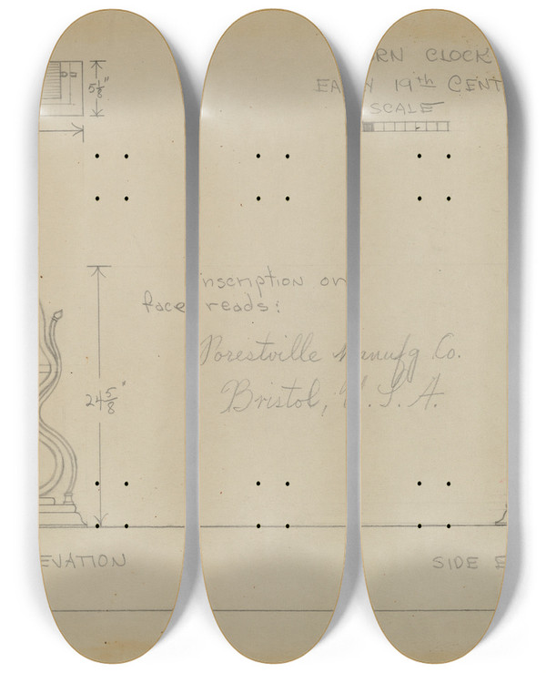 Triptych art skateboard deck of Lawrence Phillips Clock_11 by Lawrence Phillips