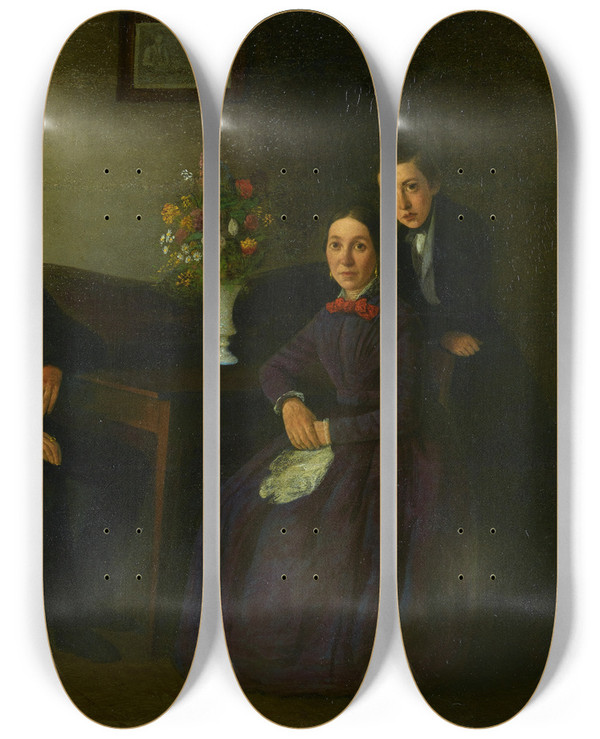 Triptych art skateboard deck of Michael Neder Familie Musch by Michael Neder (1807-1882)