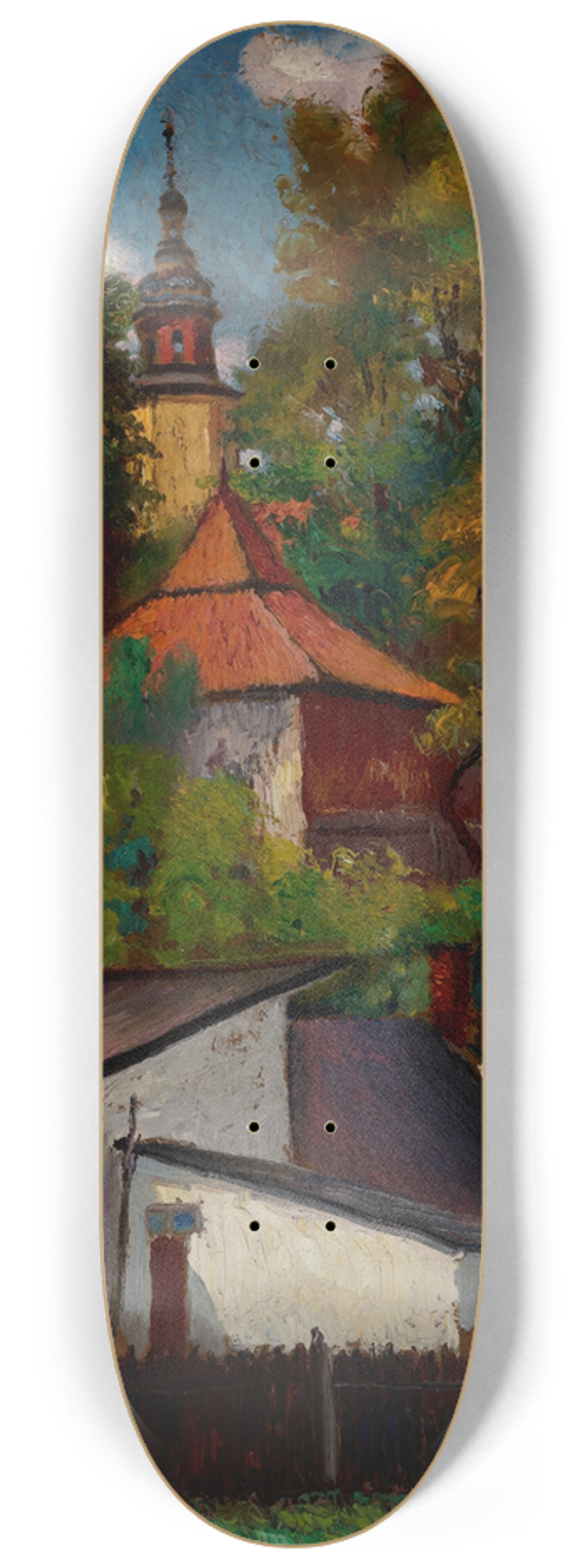 Henryk Dietrich - Houses and the Church at the Salwator Hill in Krakow 8.25 inch art skate deck