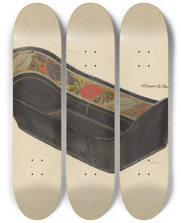 Triptych art skateboard deck of Elmer G Anderson Bread Tray by Elmer G Anderson
