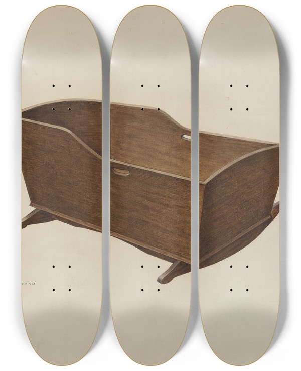 Triptych art skateboard deck of Archie Thompson Cradle by Archie Thompson
