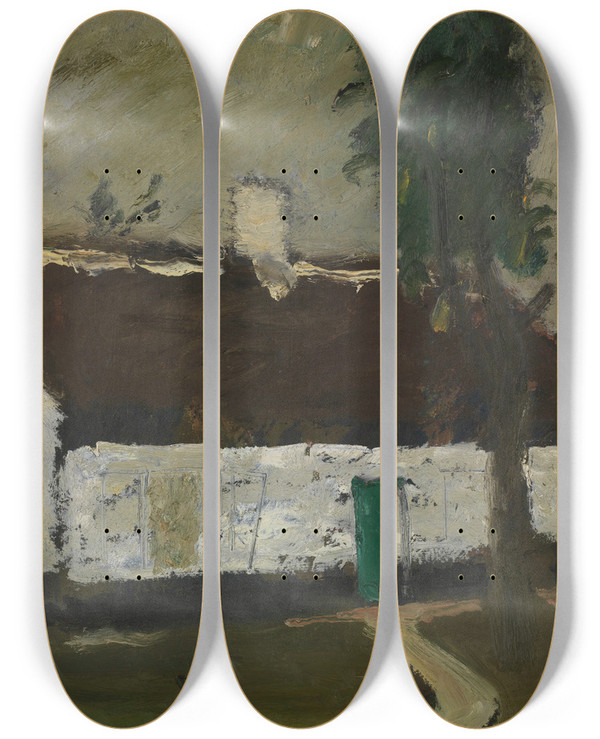 Triptych art skateboard deck of Gustave De Smet White Farm by Gustave De Smet (1877-1943)