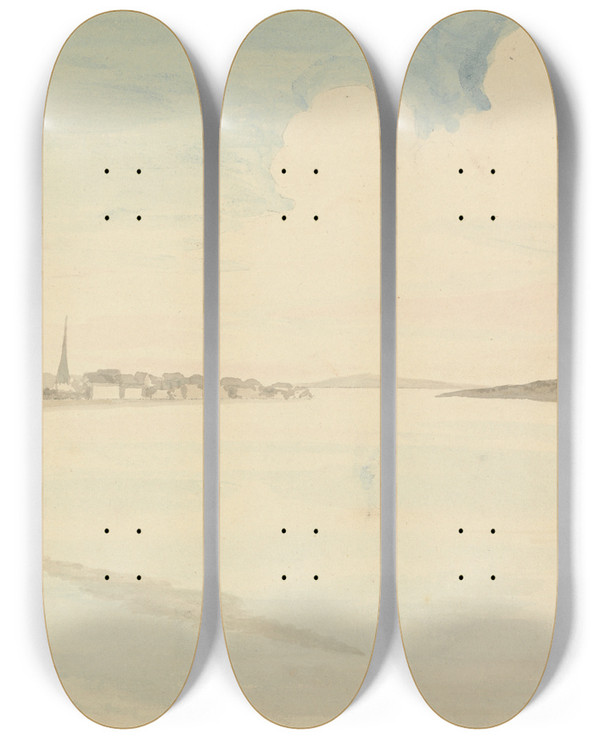 Triptych art skateboard deck of Edward Francis Burney Tilbury Fort by Edward Francis Burney (1760-1848)