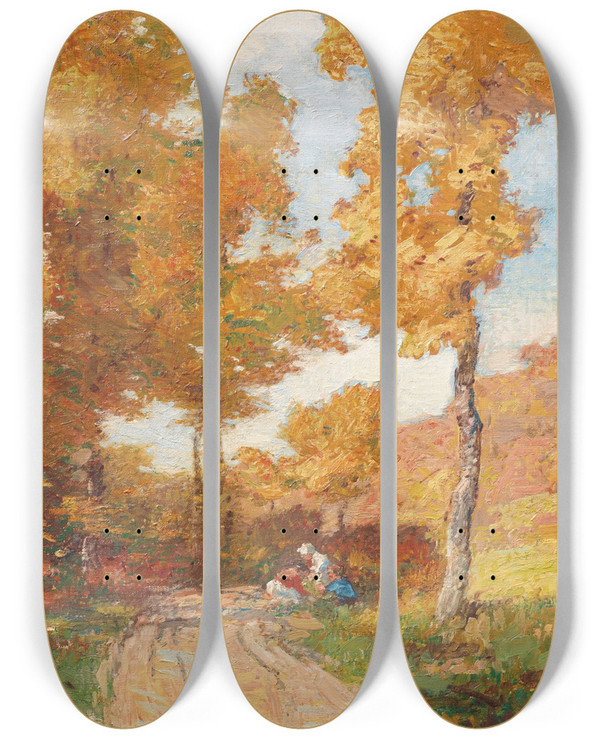 Triptych art skateboard deck of Edward Henry Potthast Untitled by Edward Henry Potthast (1857-1927)
