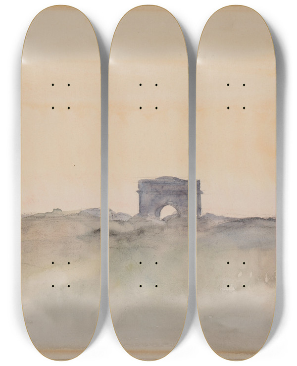 Triptych art skateboard deck of Jeanlouis Forain Larc De Triomphe De Ltoile by Jean Louis Forain (1852-1931)