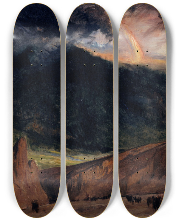 Triptych art skateboard deck of Fernand Cormon Lge De Fer by Fernand Cormon (1845-1924)