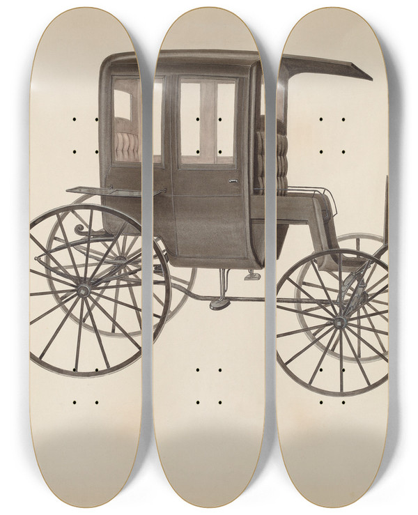 Triptych art skateboard deck of Fred Weiss Cab Or Cabriole by Fred Weiss