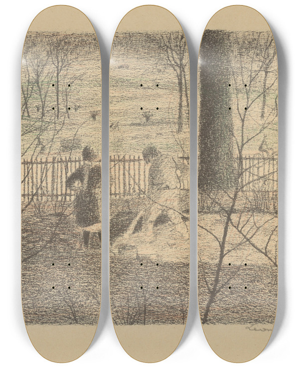 Triptych art skateboard deck of Lon Spilliaert Sites Brabanons 3 by Leon Spilliaert (1881-1946)