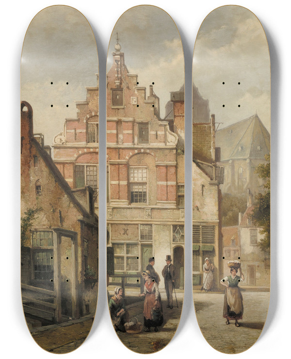 Triptych art skateboard deck of Willem Koekkoek Amsterdam by Willem Koekkoek (1839-1885)