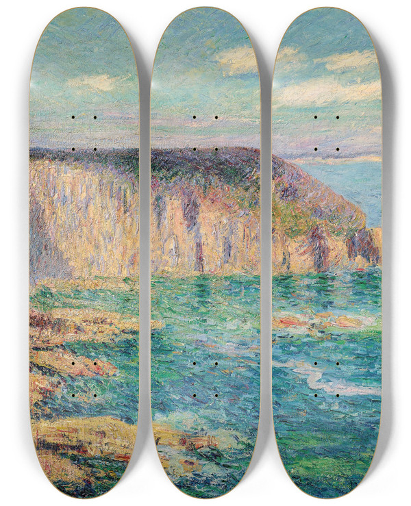 Triptych art skateboard deck of Gustave Loiseau La Pointe Du Jars Cap Frhel by Gustave Loiseau (1865-1935)