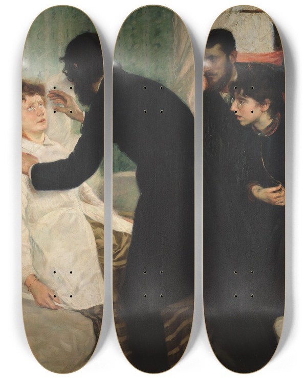 Triptych art skateboard deck of Richard Bergh Hypnotic Sance by Richard Bergh (1858-1919)