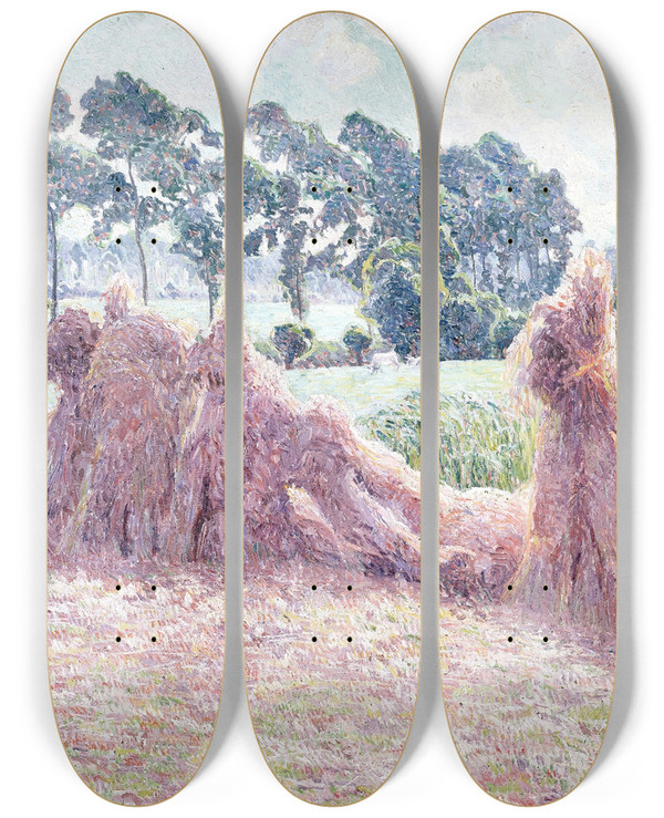 Triptych art skateboard deck of Anna De Weert Zomerochtend by Anna De Weert (1867-1950)
