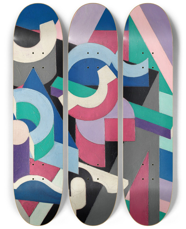 Triptych art skateboard deck of Patrick Henry Bruce Nature Morte_2 by Patrick Henry Bruce (1881-1936)